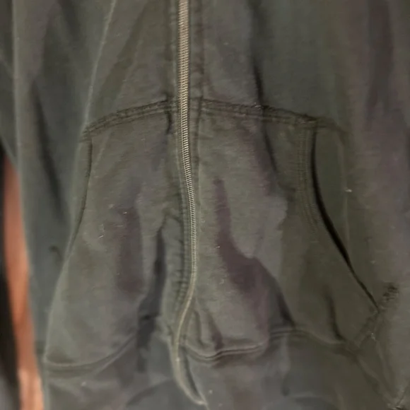 Black zip up hoodie with pockets and Buddha  in white - Picture 6 of 6